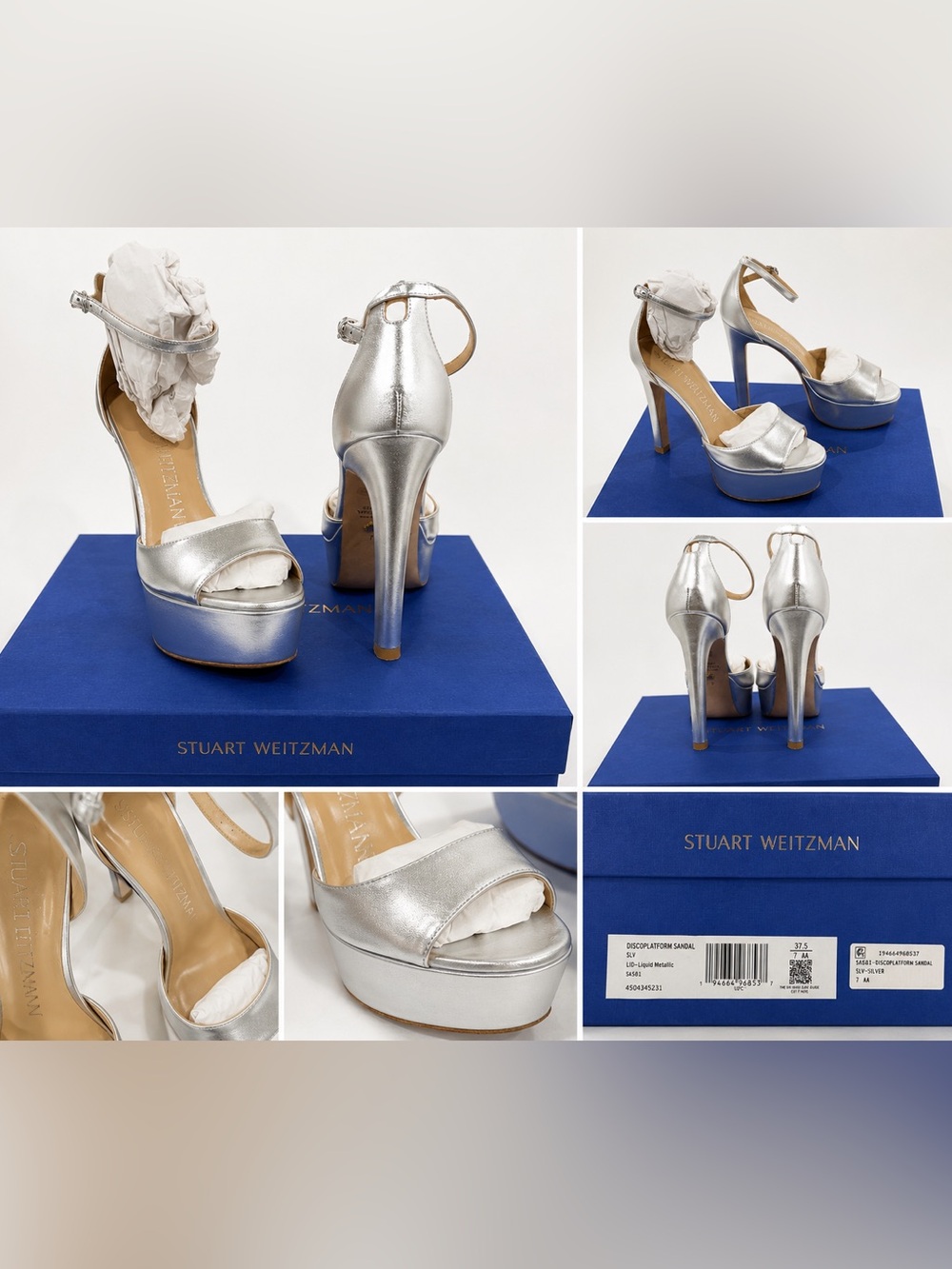 Stuart Weitzman Silver disco Platform heels